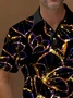 Royaura® Vintage Gold Floral Art Print Polo Shirt Stretch Comfortable Camping Pullover Polo Shirt Big Tall