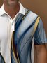 Royaura® Vintage Gradient Line Art Print Polo Shirt Stretch Comfortable Camping Pullover Polo Shirt Big Tall