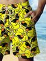 Royaura® Hawaiian Yellow Duck Print Men's Beach Shorts