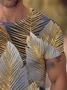 Royaura® Retro Gold Leaf Print Men's Short Sleeve T-Shirt