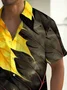 Royaura® Vintage Botanical Leaf Print Men's Button Pocket Short Sleeve Shirt