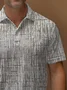 Royaura®  50's Vintage Geometric Art Polo Shirt Stretch Button Top Big Tall
