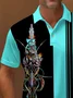 Royaura®  50's Vintage Pinstripe Bowling Polo Shirt Stretch Button Top Big Tall