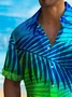 Royaura® Beach Vacation Men's Hawaiian Shirt Gradient Palm Leaf Stretch Pocket Camp Shirt Big Tall
