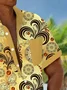 Royaura®Hawaiian Floral Butterfly Print Men's Button Pocket Short Sleeve Shirt