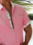 Royaura® Beach Holiday Flamingo Pink Men's Shirt Pocket  Basics Camp Shirt Big Tall
