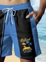 Royaura® Hawaiian Coconut Bowling Print Men's Beach Shorts