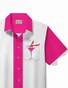 Royaura® Vintage Bowling Cocktail Print Chest Pocket Shirt Plus Size Men's Shirt