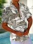 Royaura® Vintage Floral Botanical Leaves Print Men's Button Pocket Short Sleeve Shirt