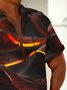Royaura® Retro Gradient Creative Art Print Men's Button Pocket Short Sleeve Shirt