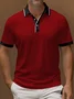 Royaura® Basic Red And Black Patchwork Printed Polo Shirt Stretchy And Comfortable Camping Pullover Polo Shirt Big Tall