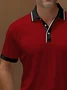 Royaura® Basic Red And Black Patchwork Printed Polo Shirt Stretchy And Comfortable Camping Pullover Polo Shirt Big Tall