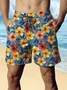 Royaura® Hawaiian Floral Print Men's Beach Shorts