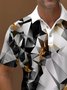 Royaura® Vintage Abstract Geometric Print Polo Shirt Stretch Comfortable Camping Pullover Polo Shirt Big Tall