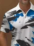 Royaura® Vintage Abstract Textured Polo Shirt Stretch Comfortable Camping Pullover Polo Shirt Big Tall