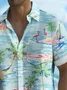 Royaura® Beach Vacation Men's Hawaiian Shirt Coconut Tree Flamingo Print Pocket Camping Shirt