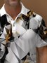 Royaura® Vintage Abstract Geometric Print Polo Shirt Stretch Comfortable Camping Pullover Polo Shirt Big Tall