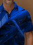 Royaura® Vintage Gradient Textured Printed Polo Shirt Stretch Comfortable Camping Pullover Polo Shirt Big Tall
