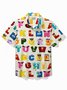 Royaura® 50‘s Muppets Cartoon Men's Hawaiian Shirt Stretch Camp Pocket Letter Shirt Big Tall