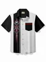 Royaura® Vintage Bowling Pinstripe Number 8 Print Chest Pocket Shirt Plus Size Men's Shirt