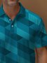 Royaura® Vintage Geometric Texture Printed Polo Shirt Stretchy And Comfortable Camping Pullover Polo Shirt Big Tall