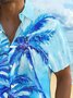 Royaura® Hawaiian Coconut Tree Ombre Print Men's Button Pocket Short Sleeve Shirt