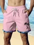 Royaura® Hawaiian Plant Coconut Tree Patchwork Print Men's Beach Shorts