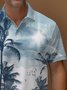 Royaura Hawaii Coconut Tree Print Men's Button-Down Polo Shirt