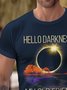 Royaura® Basic Men's Hello Darkness My Old Friend Total Solar Eclipse Printed T-Shirt