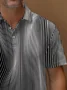 Royaura Retro Gradient Stripe Print Men's Polo Shirt