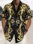 Royaura® Vintage Gold Art Ethnic Graphic Print Chest Pocket Shirt Plus Size Men's Shirt