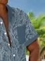 Royaura® Vintage Plant Leaves Men's Button Pocket Short Sleeve Shirt