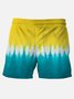 Royaura® Vintage Blue And Yellow Abstract Texture Print Men's Beach Shorts