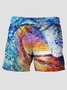 Royaura® Hawaiian Waves Surf Print Men's Beach Shorts