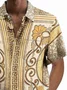 Royaura® Retro Floral Palazzo Baroque Print Men's Button Pocket Short Sleeve Shirt