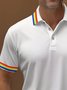 Royaura® Holiday Pride Month Rainbow Stripe Print Polo Stretch Comfort Camping Pullover Polo Shirt Big Tall