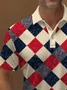 Royaura® Vintage Plaid Print Polo Stretch Comfortable Camping Pullover Polo Shirt Big Tall