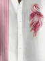 Royaura® Hawaiian Flamingo Bowling Stripe Print Men's Button Pocket Short Sleeve Shirt