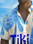 Royaura® Beach Vacation Men's Hawaiian Shirt Tiki Wine Glass Printed Tiki Bar Bartender Pocket Camping Shirt Big Tall