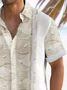 Royaura® Vintage Textured 3D Bowling Print Men's Button Pocket Short Sleeve Shirt