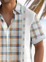 Royaura® Retro Plaid 3D Bowling Print Men's Button Pocket Short Sleeve Shirt
