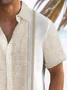 Royaura® Retro Geometric Textured 3D Bowling Print Men's Button Pocket Short Sleeve Shirt