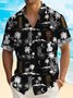 Royaura® Beach Holiday Black Men's Hawaiian Shirt TIKI Coconut Tree Camp Pocket Band Artist Shirt Big Tall