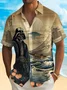 Royaura® 50's Star Men's Hawaiian Shirt Wrinkle Free Seersucker Fuji Art Stretch Camp Pocket Shirt Big Tall