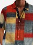 Royaura® Vintage Geometric Men's Plaid Shirt Casual Art Camp Pocket Shirt Big Tall