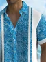 Royaura® Vintage Bowling Plant Line Print Chest Pocket Shirt Plus Size Men's Shirt Big Tall