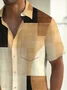 Royaura® Retro Geometric Color Block Print Men's Button Pocket Short Sleeve Shirt