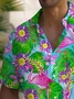 Royaura® Beach Vacation Men's Hawaiian Shirt Plant Floral Flamingo Print Pocket Camping Shirt Big Tall