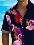 Royaura® Beach Vacation Flamingo Hawaiian Shirt Pocket Patch Camp Shirt Big Tall