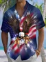 Royaura® Vintage Flag Eagle 3D Print Men's Button Pocket Short Sleeve Shirt